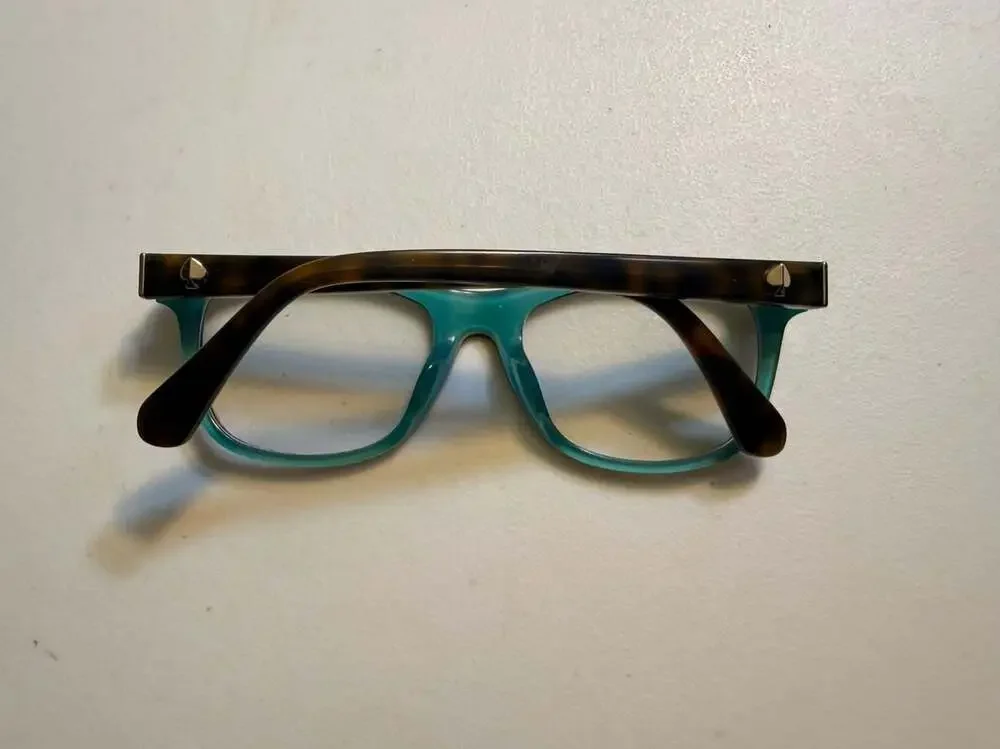 Kate Spade Jacalyn Tortoise and Teal Rectangle ‎ Prescription Glasses with Case